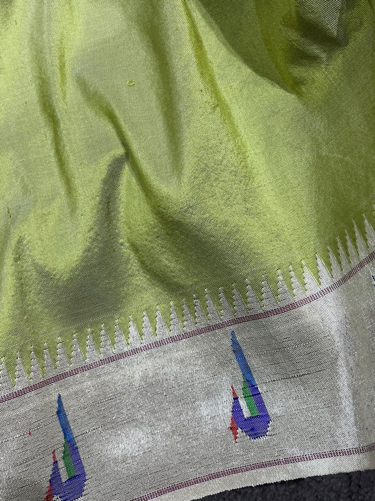 PASTEL GREEN SILK TISSUE PURE HANDLOOM PAITHANI SAREE