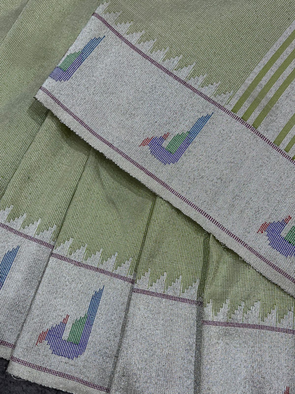 PASTEL GREEN SILK TISSUE PURE HANDLOOM PAITHANI SAREE
