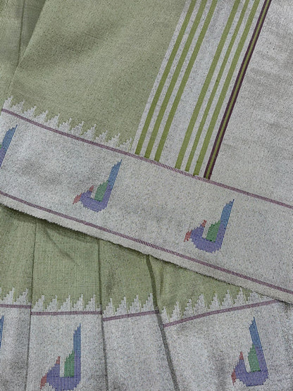 PASTEL GREEN SILK TISSUE PURE HANDLOOM PAITHANI SAREE