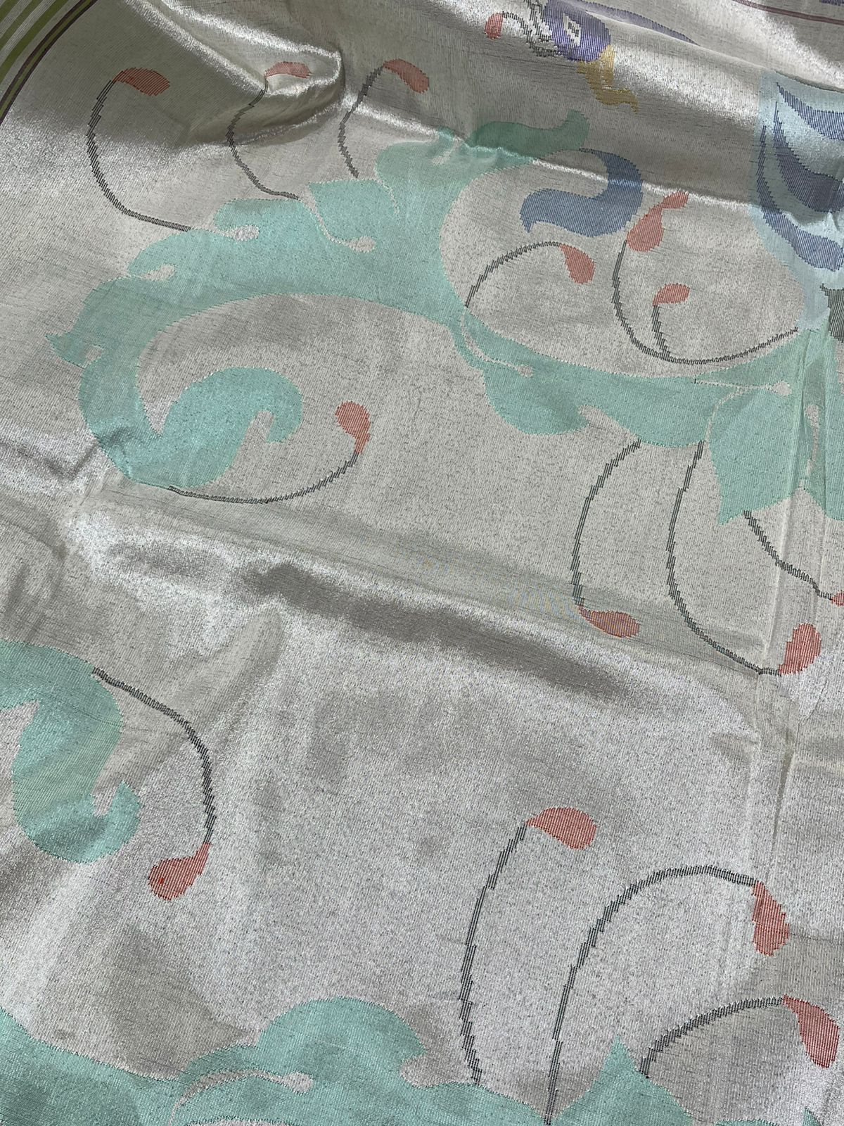 PASTEL GREEN SILK TISSUE PURE HANDLOOM PAITHANI SAREE