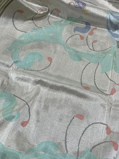 PASTEL GREEN SILK TISSUE PURE HANDLOOM PAITHANI SAREE