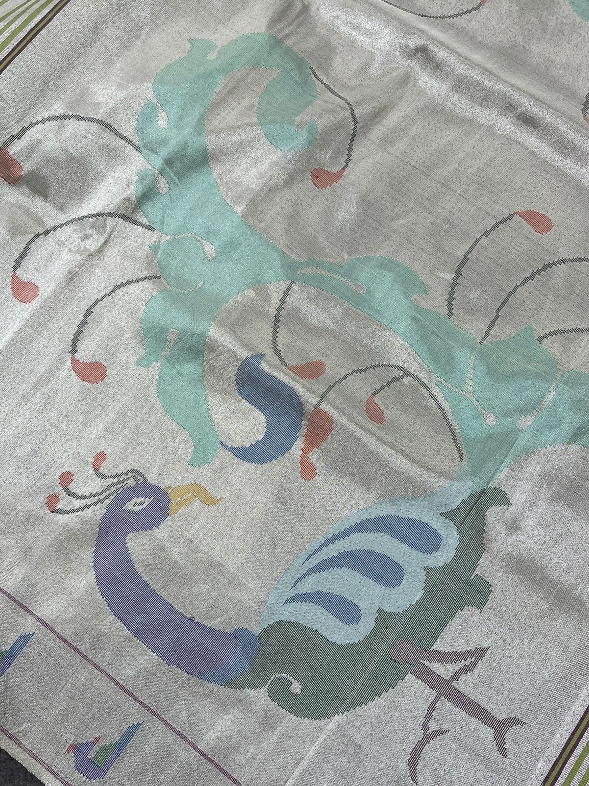 PASTEL GREEN SILK TISSUE PURE HANDLOOM PAITHANI SAREE