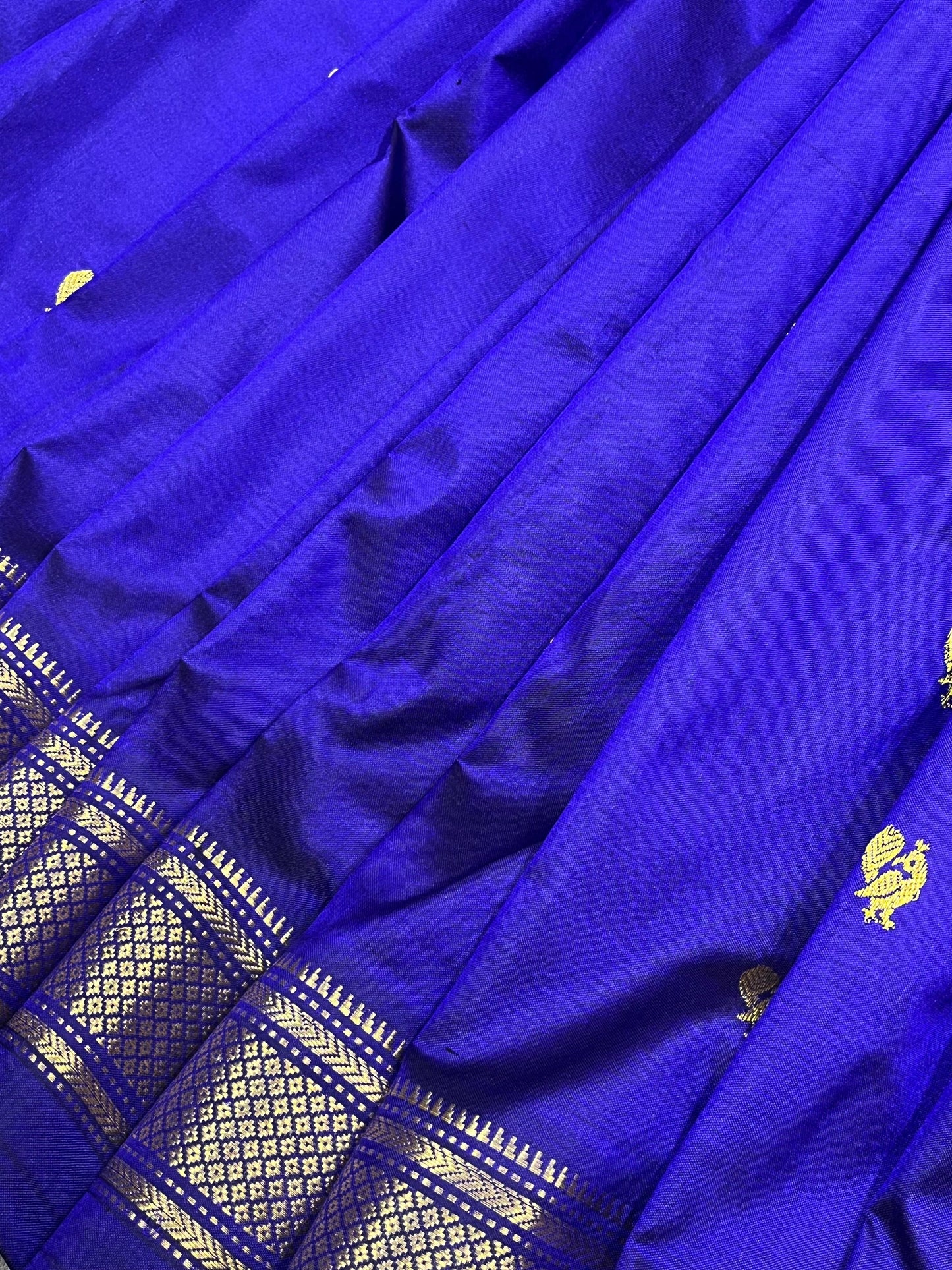 ROYAL BLUE SILK PURE HANDLOOM NAUVARI PAITHANI SAREE