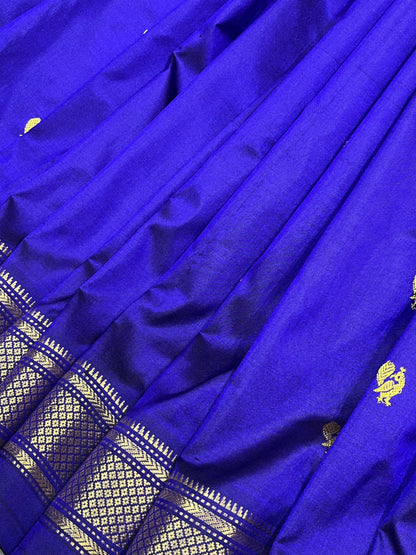 ROYAL BLUE SILK PURE HANDLOOM NAUVARI PAITHANI SAREE