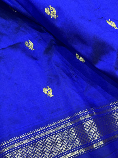ROYAL BLUE SILK PURE HANDLOOM NAUVARI PAITHANI SAREE
