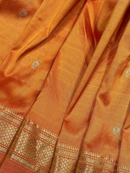 ORANGE SILK PURE HANDLOOM NAUVARI PAITHANI SAREE