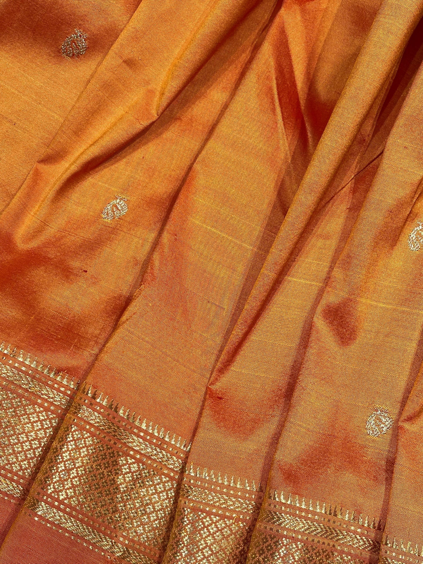 ORANGE SILK PURE HANDLOOM NAUVARI PAITHANI SAREE