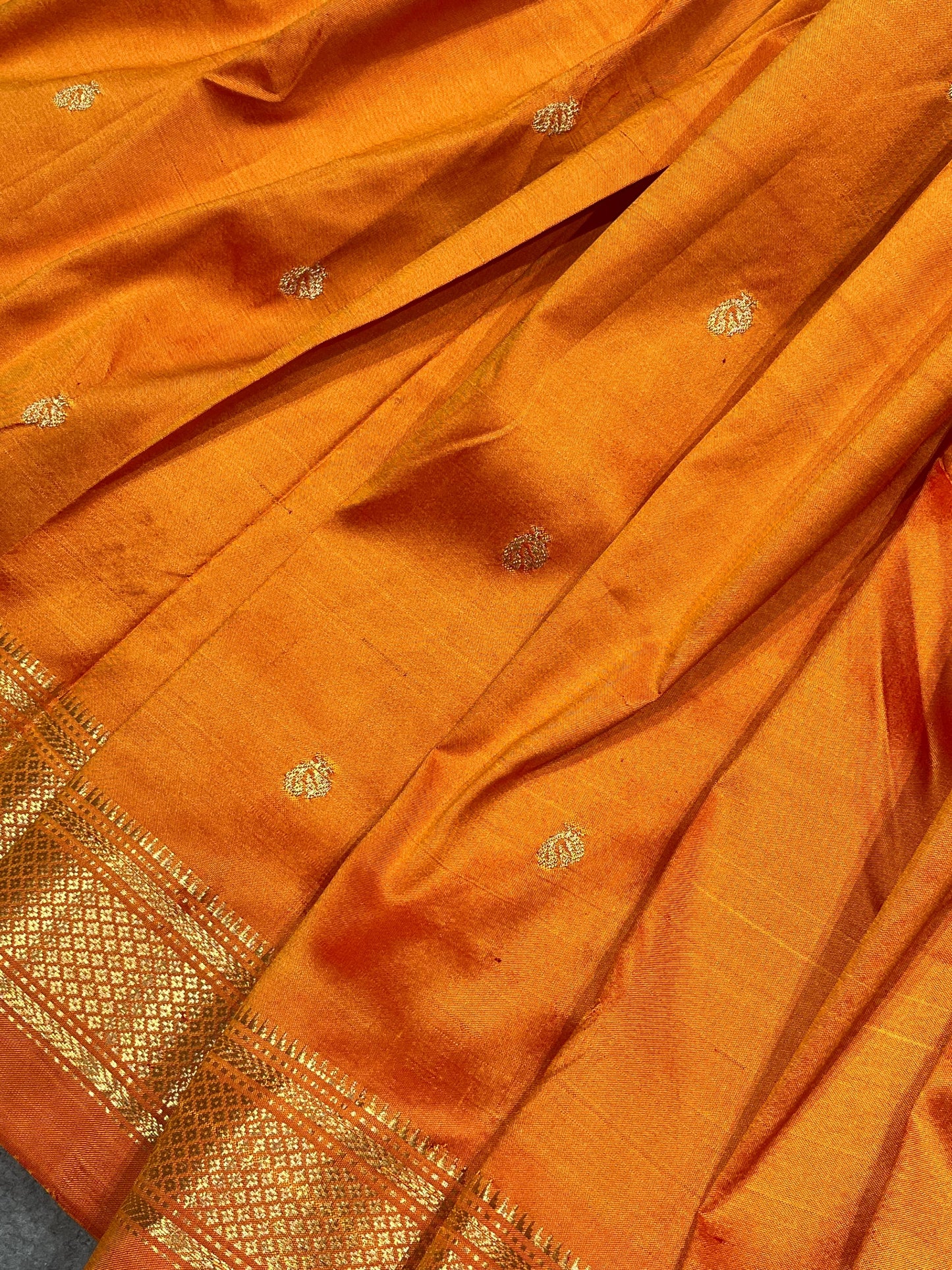 ORANGE SILK PURE HANDLOOM NAUVARI PAITHANI SAREE