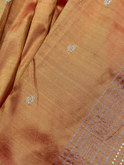 ORANGE SILK PURE HANDLOOM NAUVARI PAITHANI SAREE