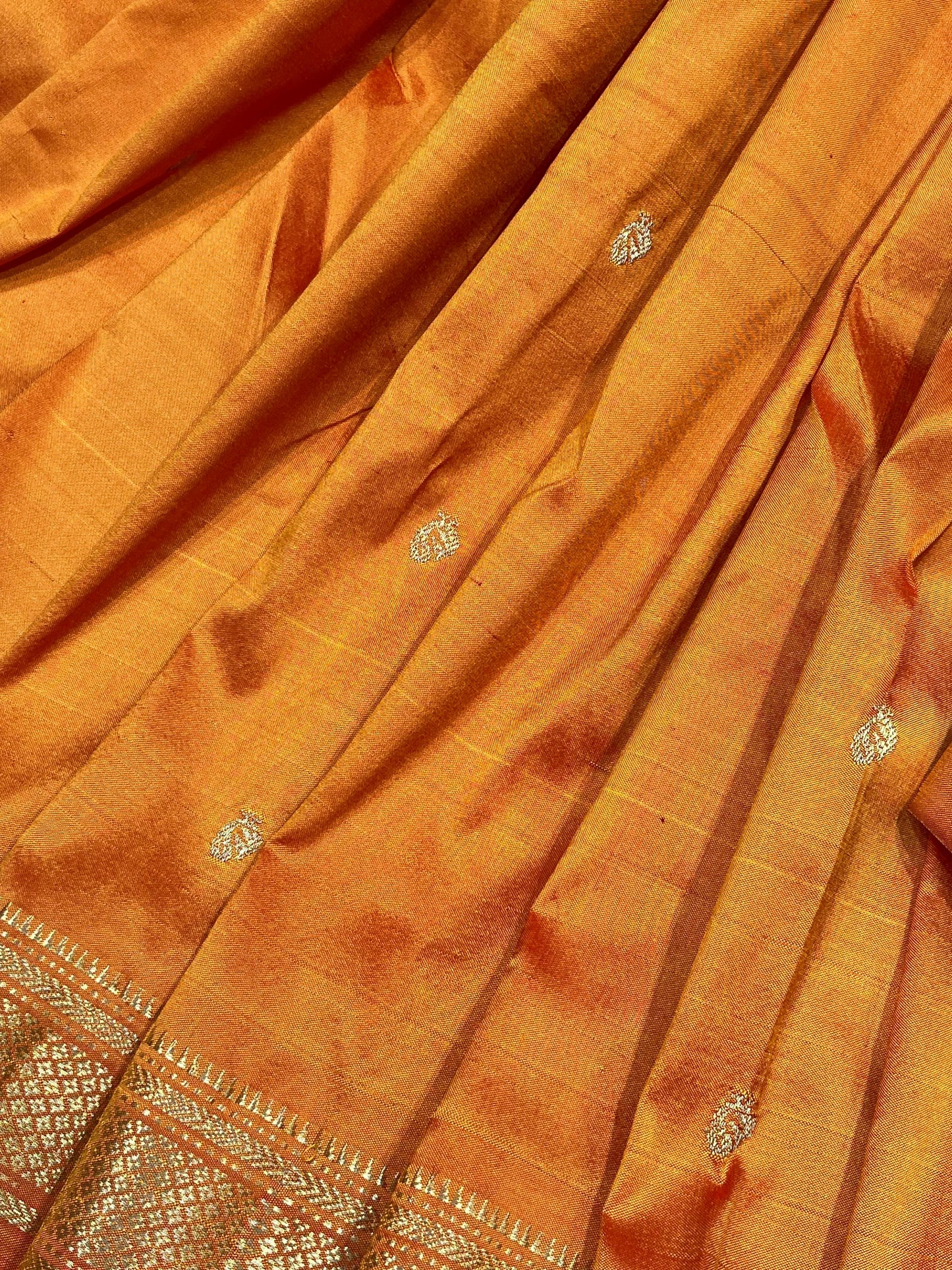 ORANGE SILK PURE HANDLOOM NAUVARI PAITHANI SAREE