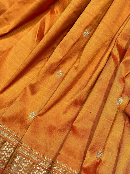 ORANGE SILK PURE HANDLOOM NAUVARI PAITHANI SAREE