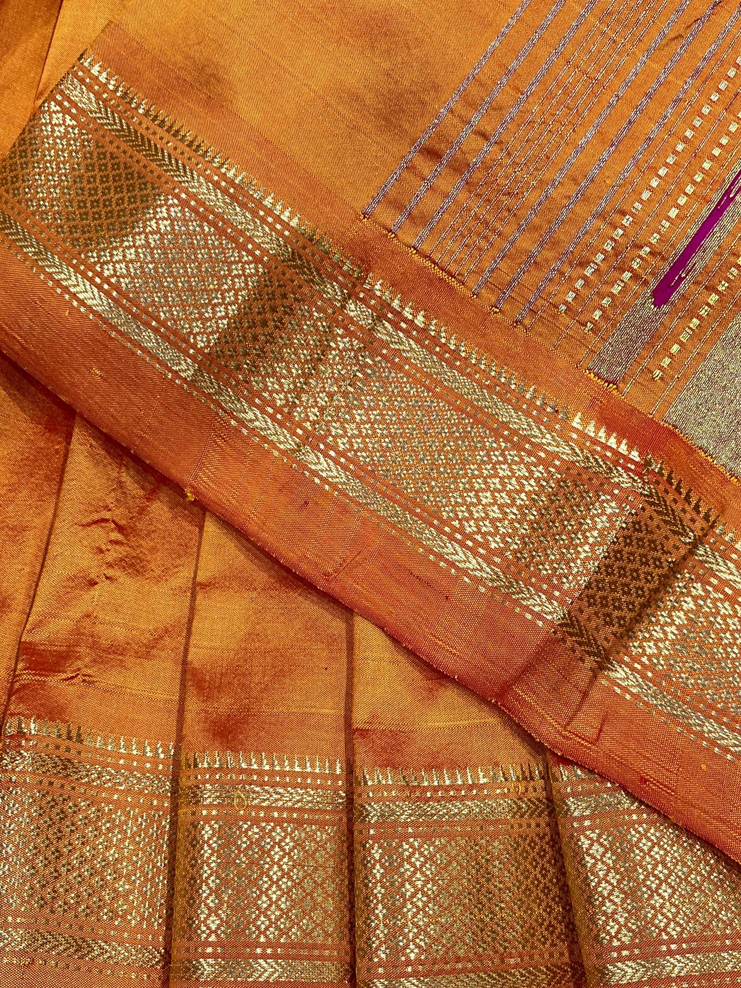 ORANGE SILK PURE HANDLOOM NAUVARI PAITHANI SAREE