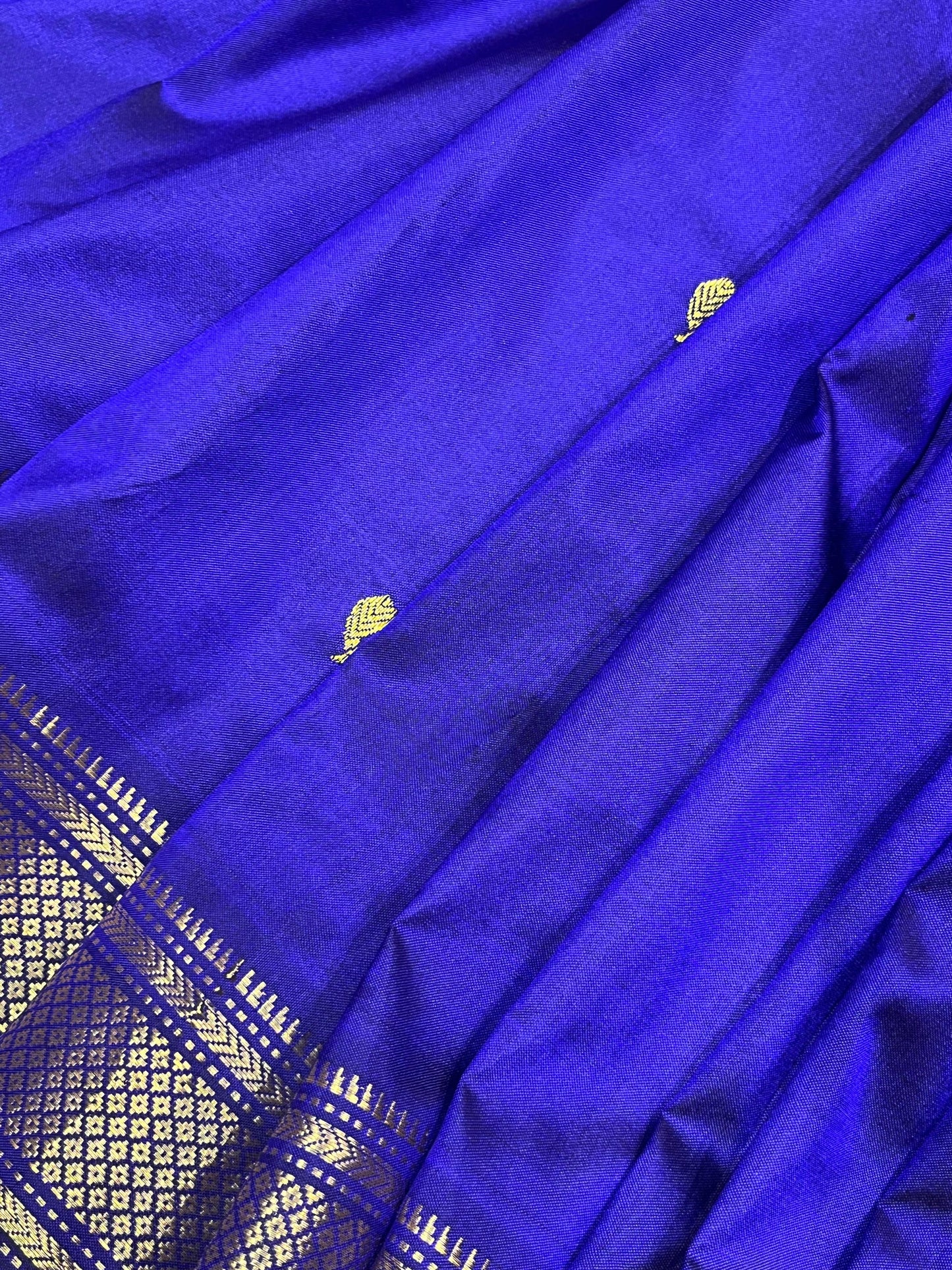 ROYAL BLUE SILK PURE HANDLOOM NAUVARI PAITHANI SAREE