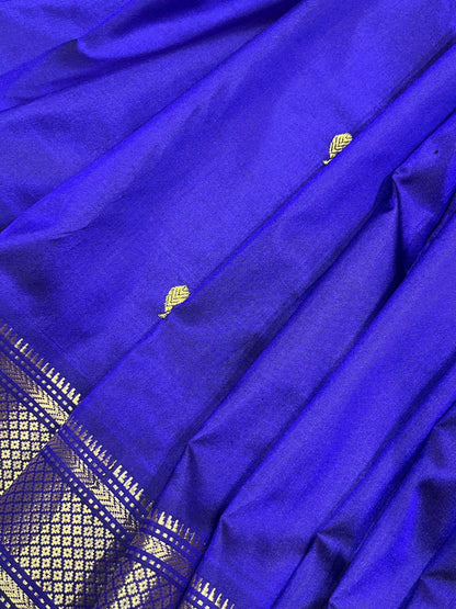 ROYAL BLUE SILK PURE HANDLOOM NAUVARI PAITHANI SAREE