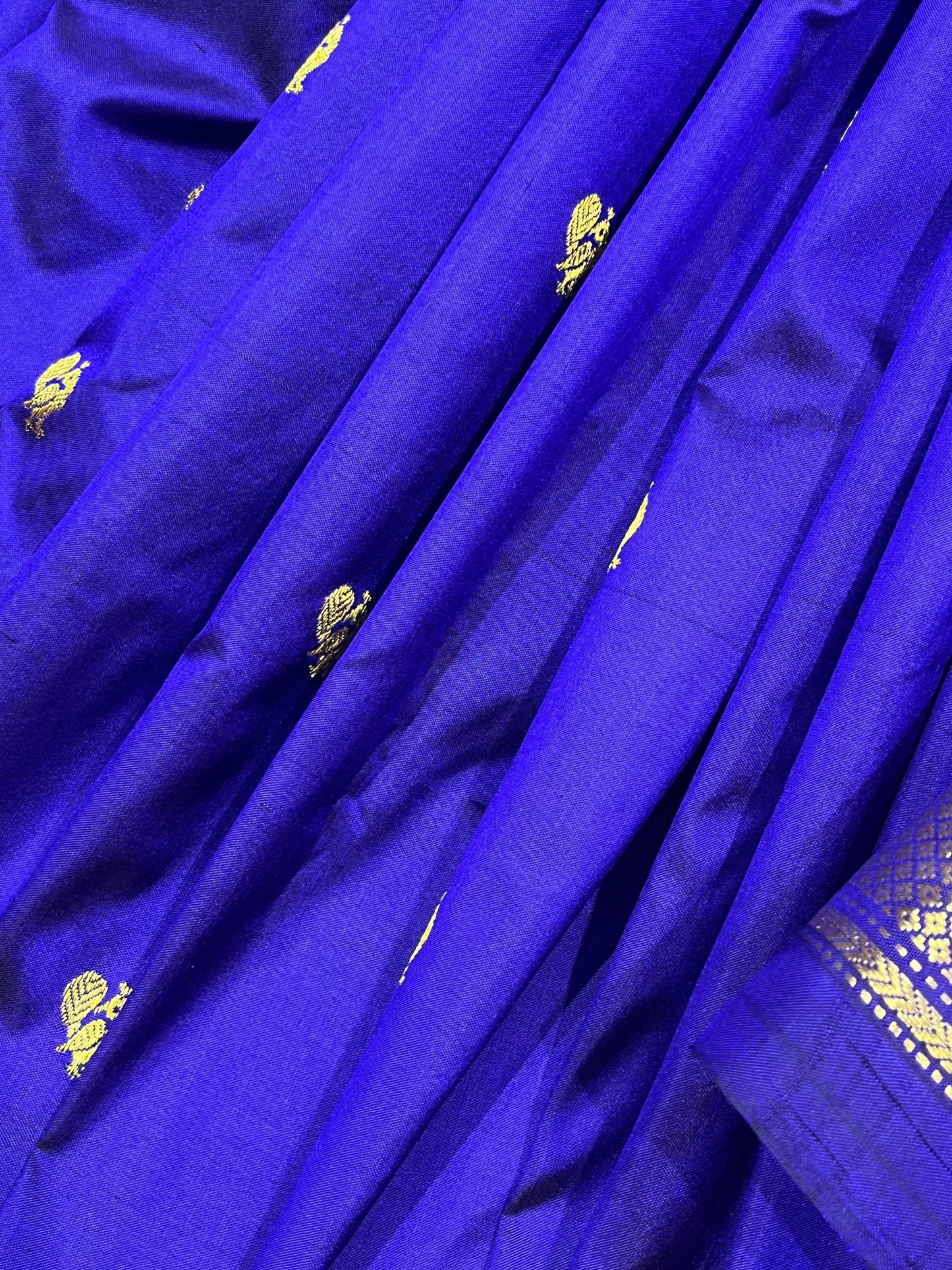 ROYAL BLUE SILK PURE HANDLOOM NAUVARI PAITHANI SAREE
