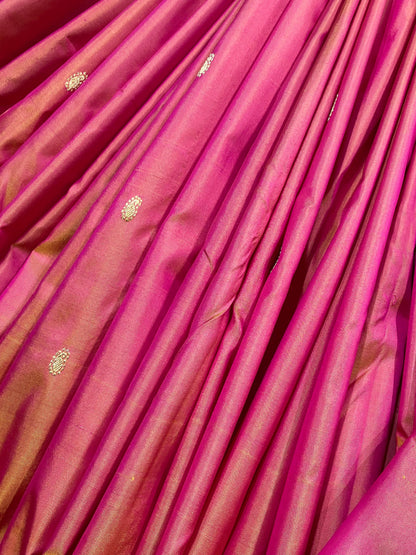 CORAL PINK SILK PURE HANDLOOM NAUVARI PAITHANI SAREE