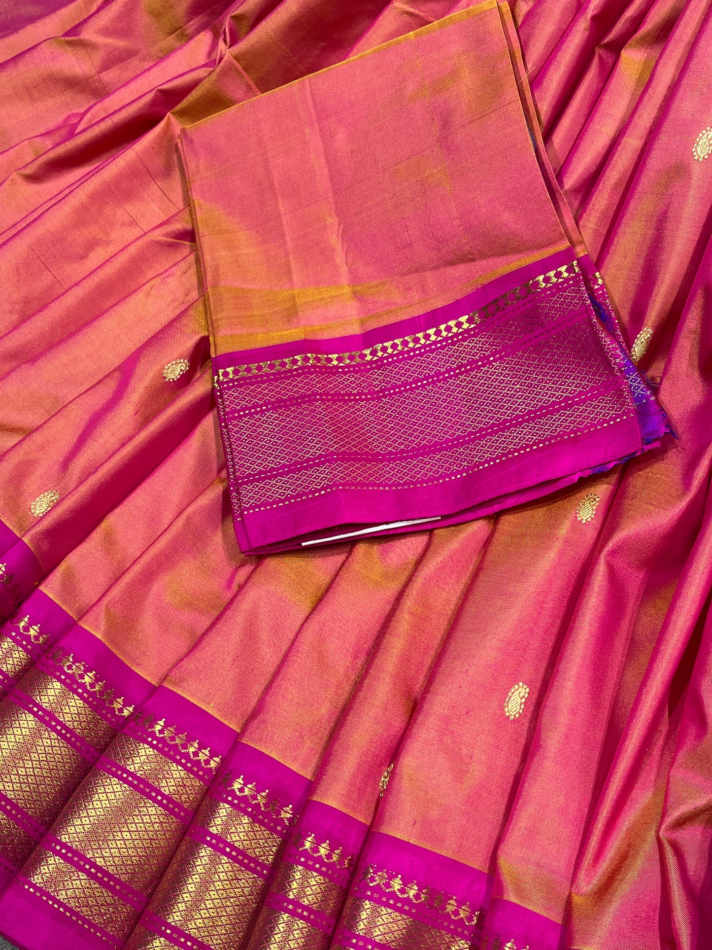 CORAL PINK SILK PURE HANDLOOM NAUVARI PAITHANI SAREE