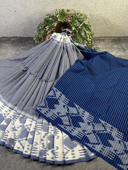 GREY PURE HANDLOOM COTTON IKKAT SAREE
