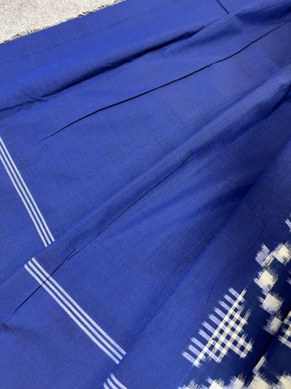 BLUE PURE HANDLOOM COTTON IKKAT SAREE
