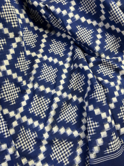 BLUE PURE HANDLOOM COTTON IKKAT SAREE