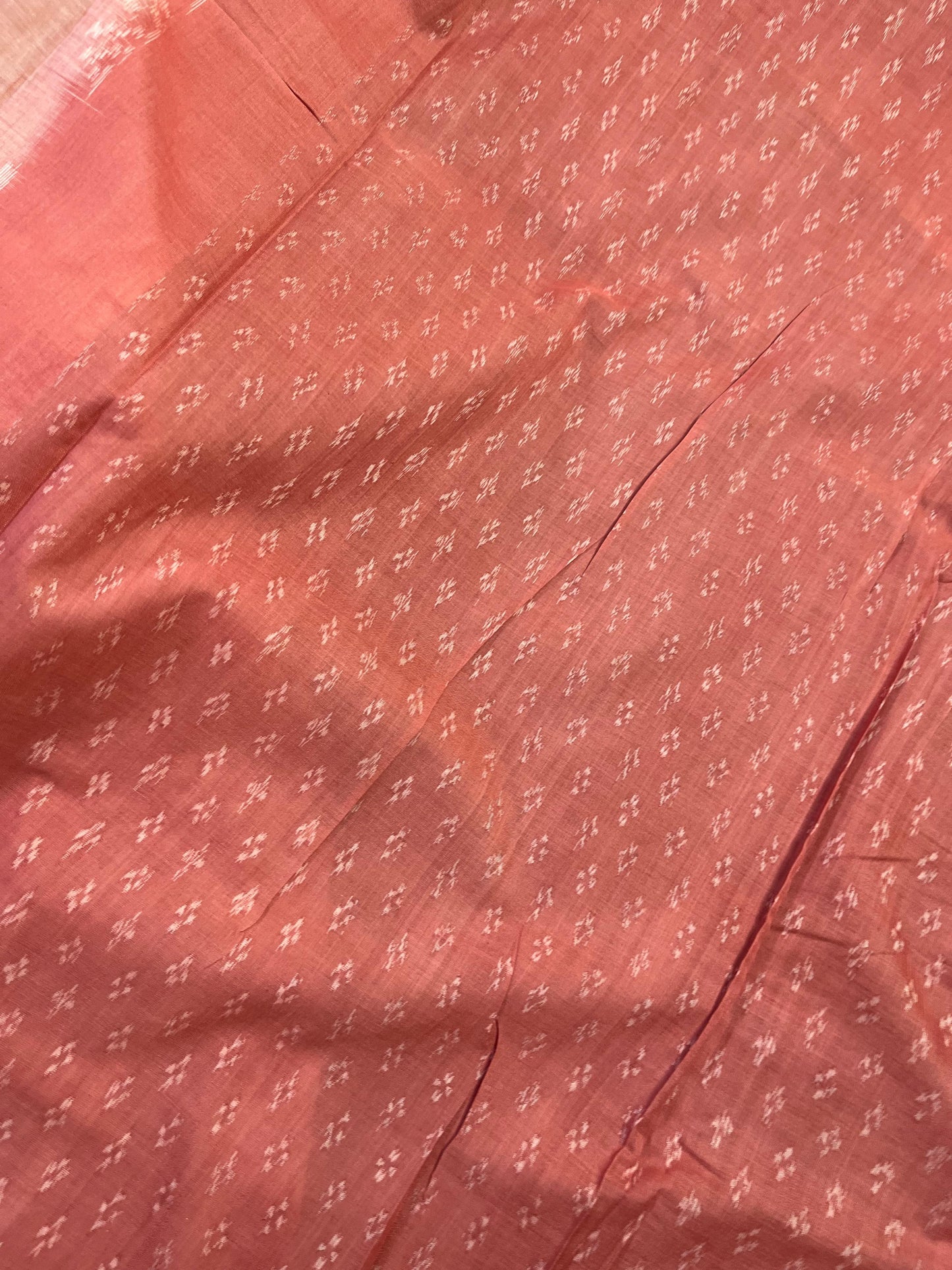 PEACH PURE HANDLOOM COTTON IKKAT SAREE