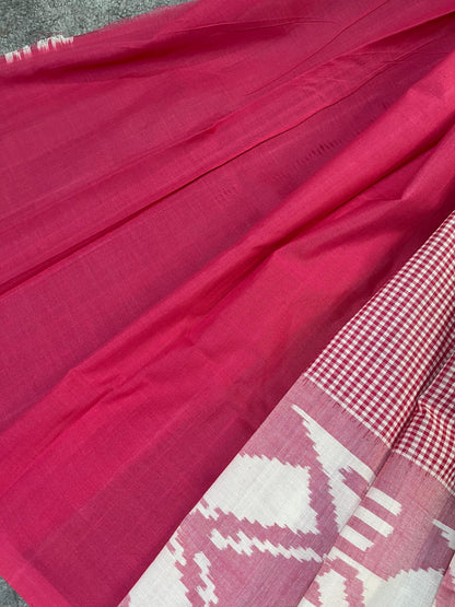 PINK PURE HANDLOOM COTTON IKKAT SAREE