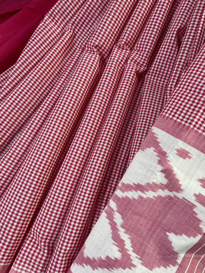 PINK PURE HANDLOOM COTTON IKKAT SAREE
