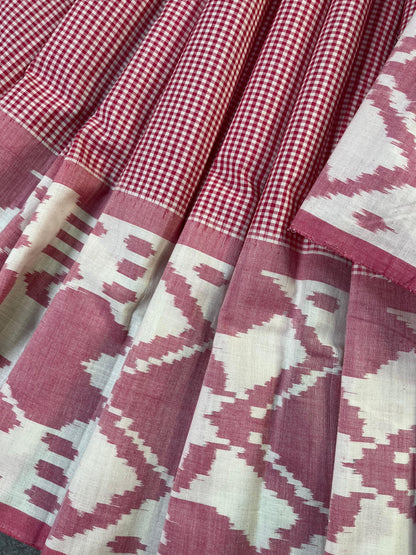 PINK PURE HANDLOOM COTTON IKKAT SAREE