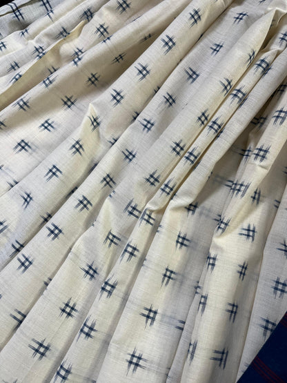 WHITE PURE HANDLOOM COTTON IKKAT SAREE