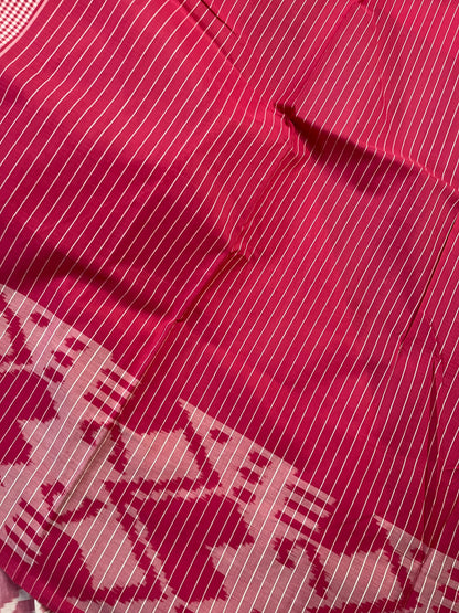 PINK PURE HANDLOOM COTTON IKKAT SAREE