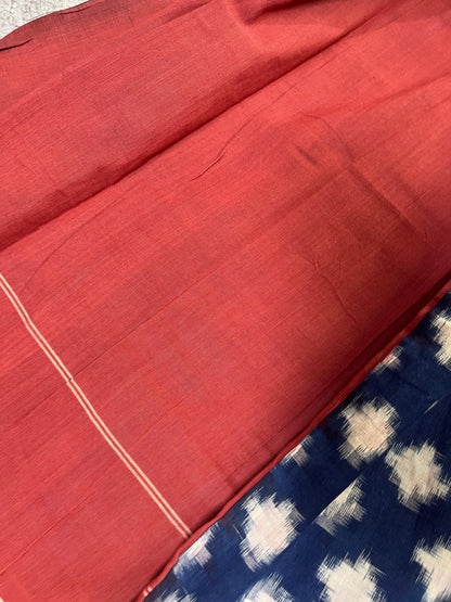 BLUE PURE HANDLOOM COTTON IKKAT SAREE