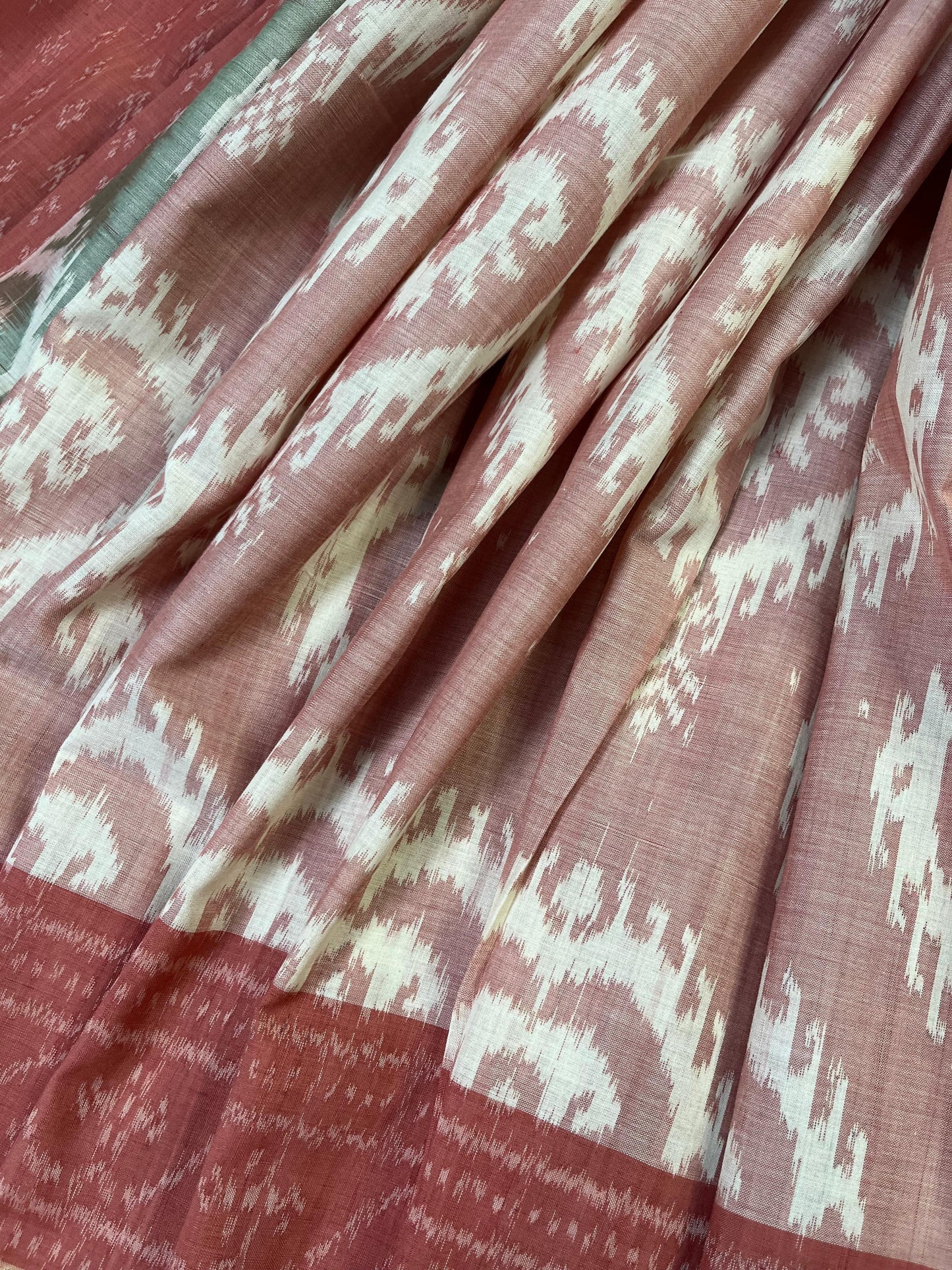 PEACH PURE HANDLOOM COTTON IKKAT SAREE