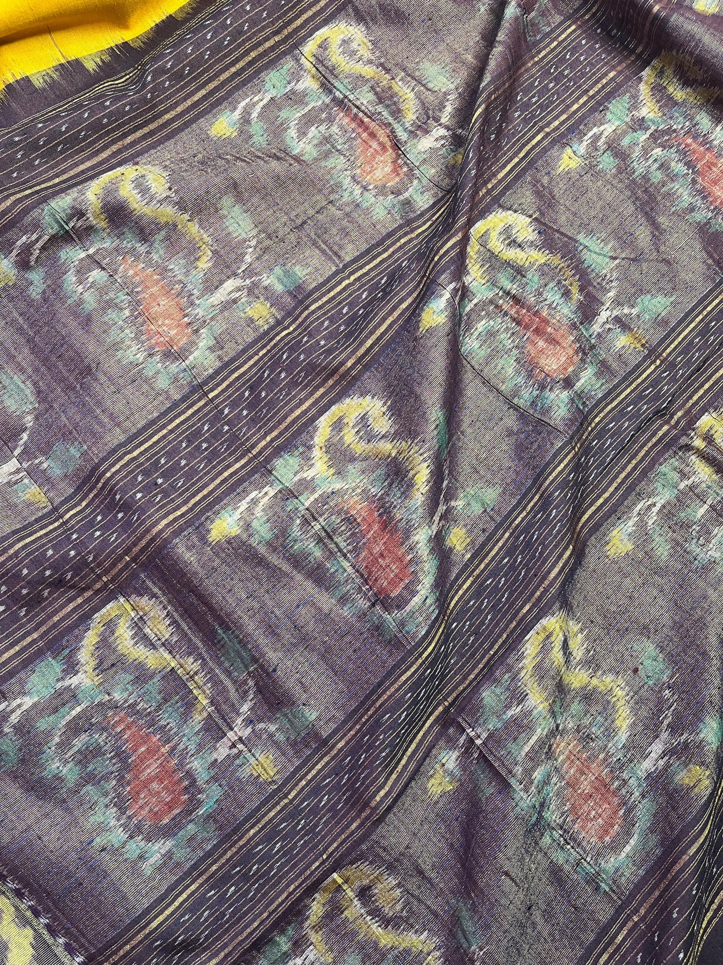 YELLOW ERI SILK PURE HANDLOOM IKKAT SAREE