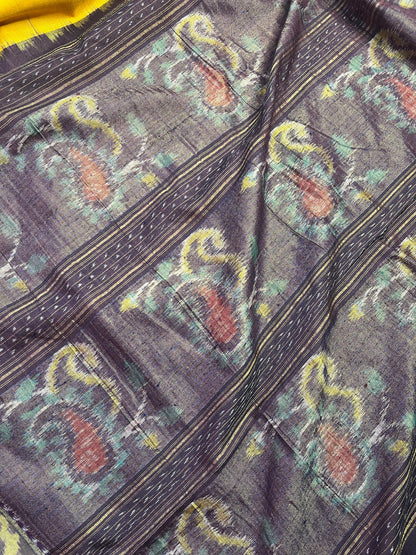 YELLOW ERI SILK PURE HANDLOOM IKKAT SAREE