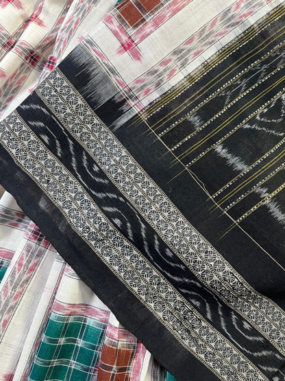 WHITE PURE HANDLOOM COTTON IKKAT SAREE