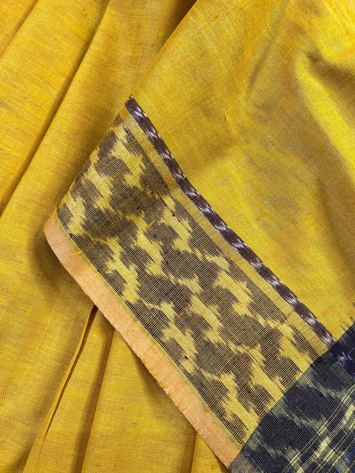 YELLOW ERI SILK PURE HANDLOOM IKKAT SAREE