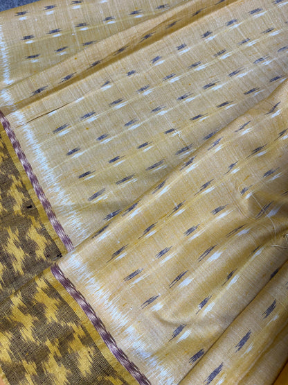YELLOW ERI SILK PURE HANDLOOM IKKAT SAREE