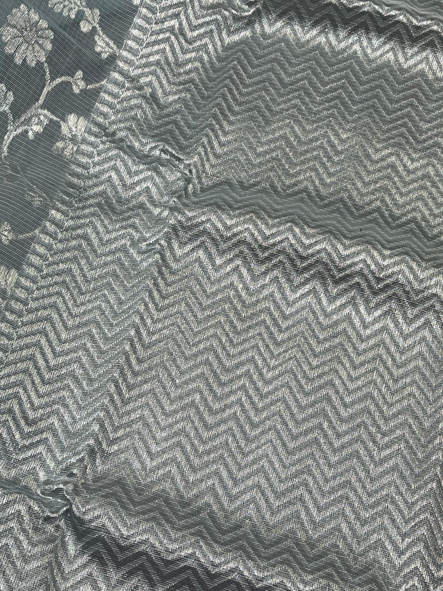 ICE BLUE REAL JARI PURE HANDLOOM KOTA DORIYA SAREE