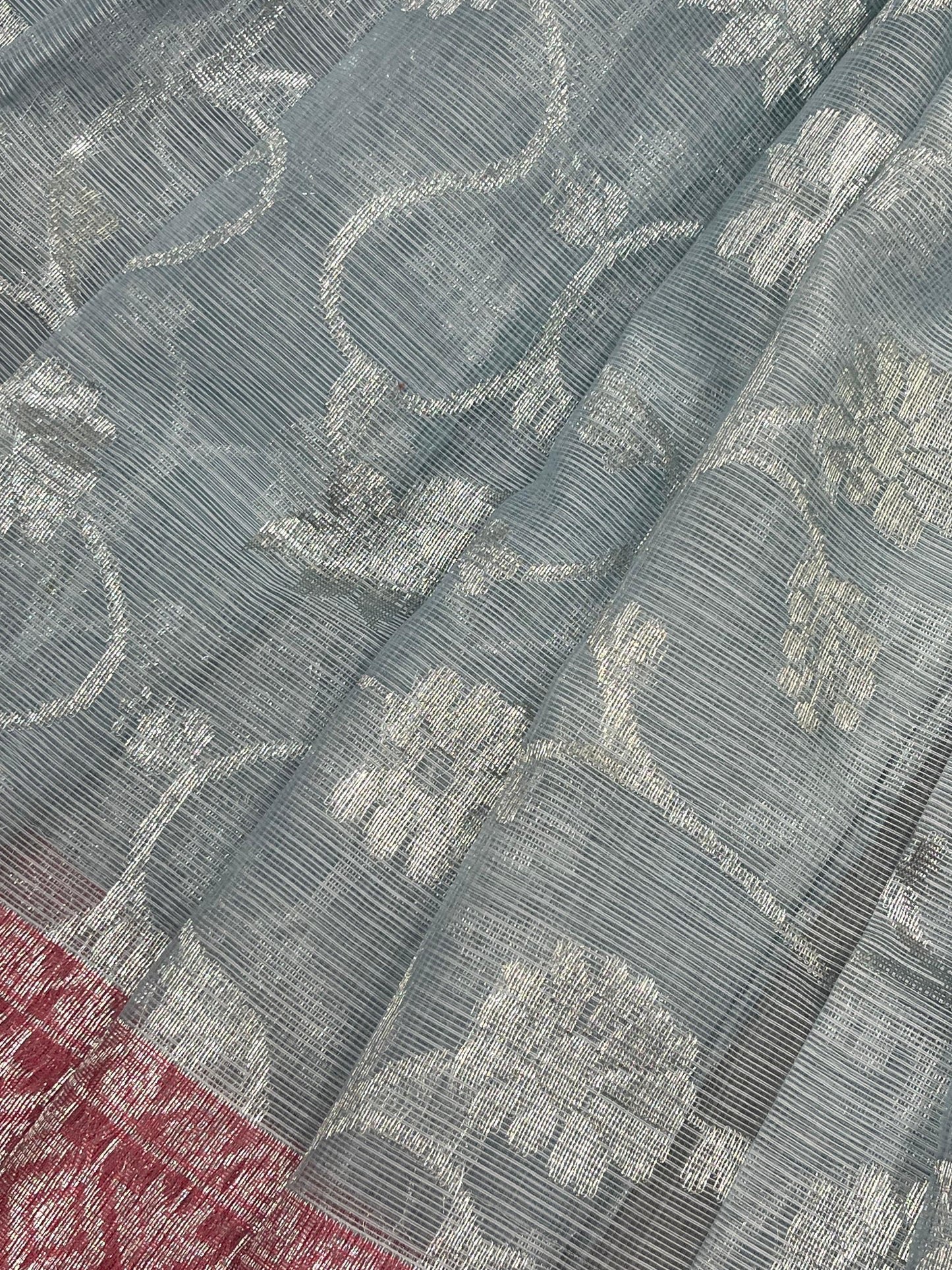 ICE BLUE REAL JARI PURE HANDLOOM KOTA DORIYA SAREE