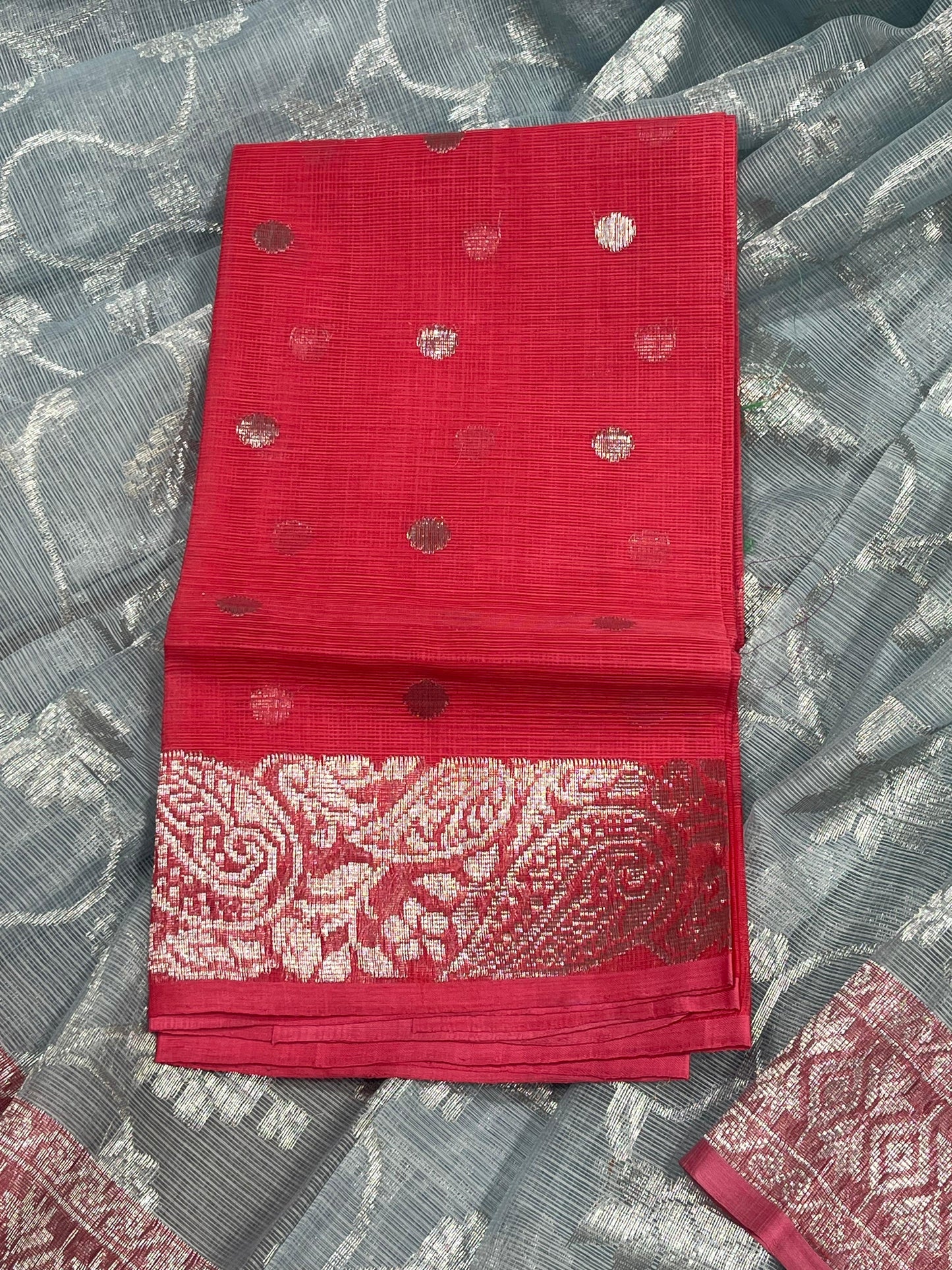 ICE BLUE REAL JARI PURE HANDLOOM KOTA DORIYA SAREE