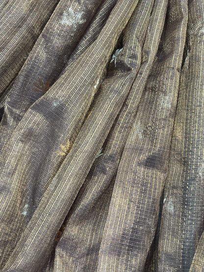 DARK BROWN REAL JARI PURE HANDLOOM KOTA DORIYA SAREE