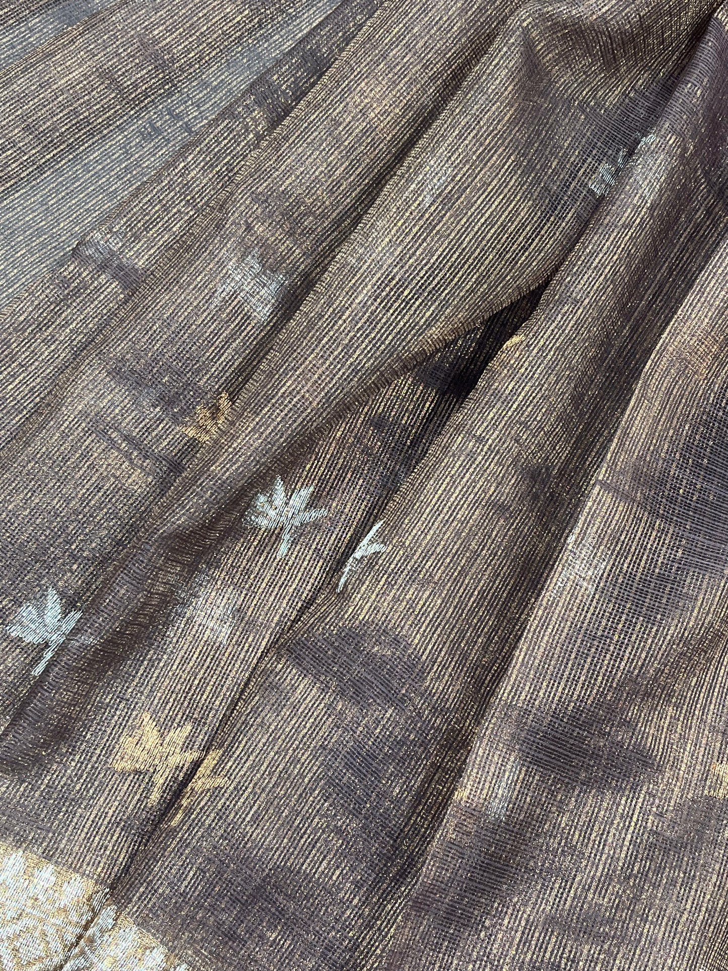 DARK BROWN REAL JARI PURE HANDLOOM KOTA DORIYA SAREE