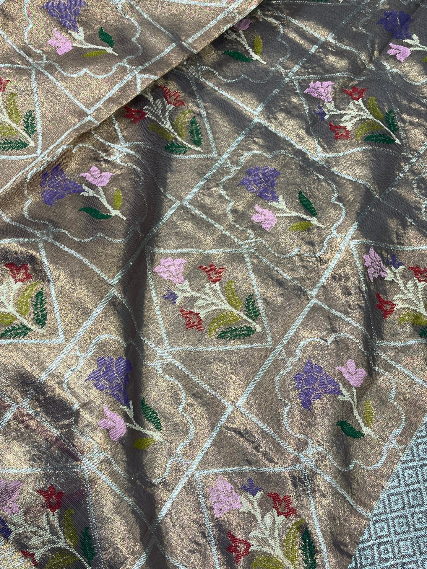 DARK BROWN REAL JARI PURE HANDLOOM KOTA DORIYA SAREE
