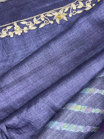 PURPLE TASSAR PURE HANDLOOM LEHERIYA SAREE