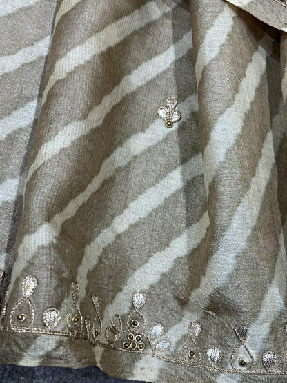 LIGHT BROWN TASSAR PURE HANDLOOM LEHERIYA SAREE