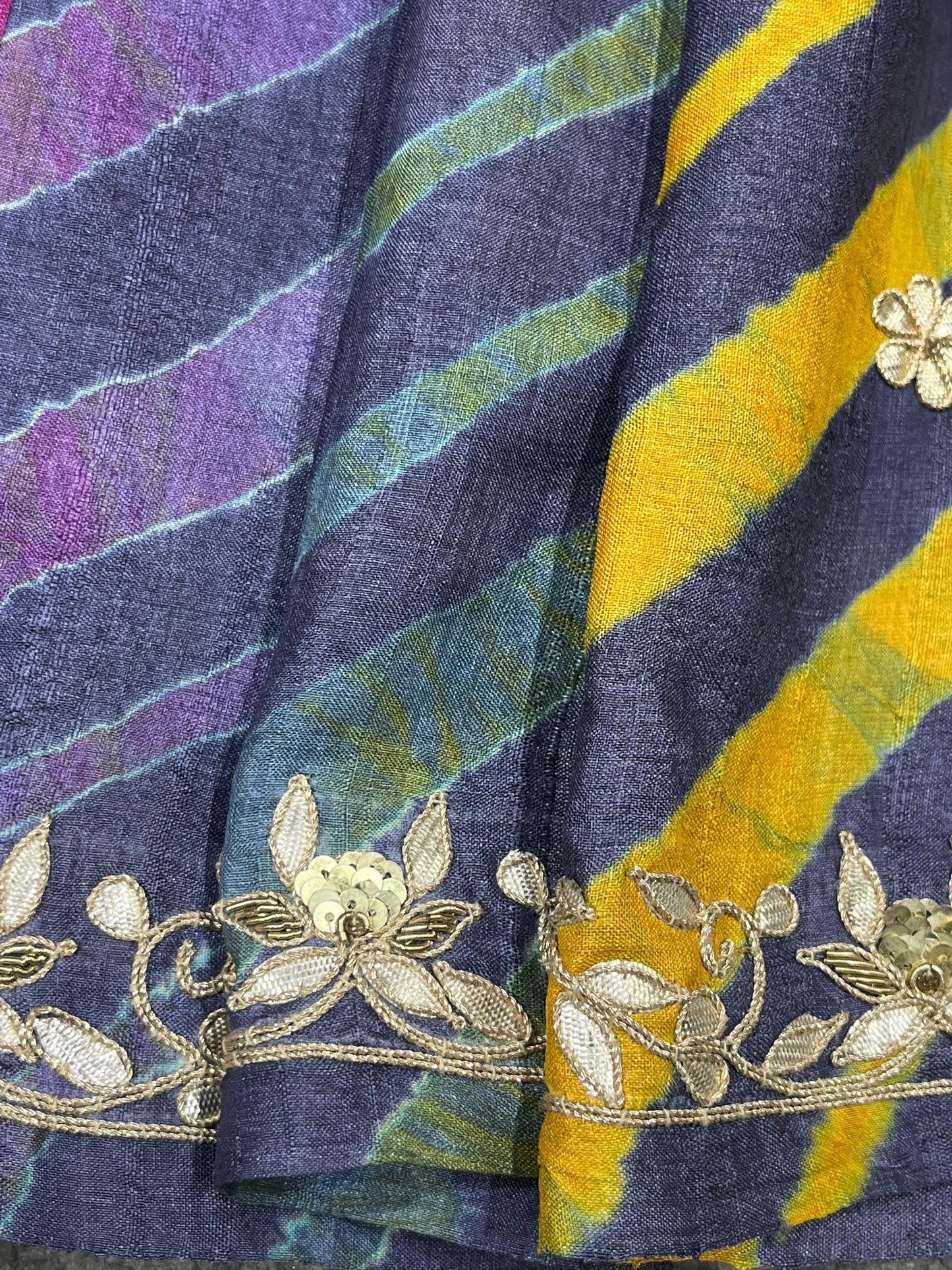 PURPLE TASSAR PURE HANDLOOM LEHERIYA SAREE