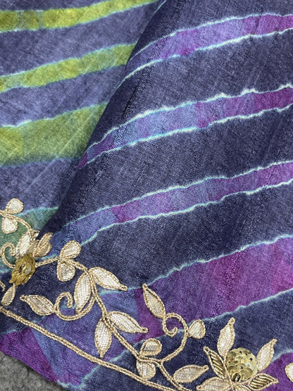 PURPLE TASSAR PURE HANDLOOM LEHERIYA SAREE