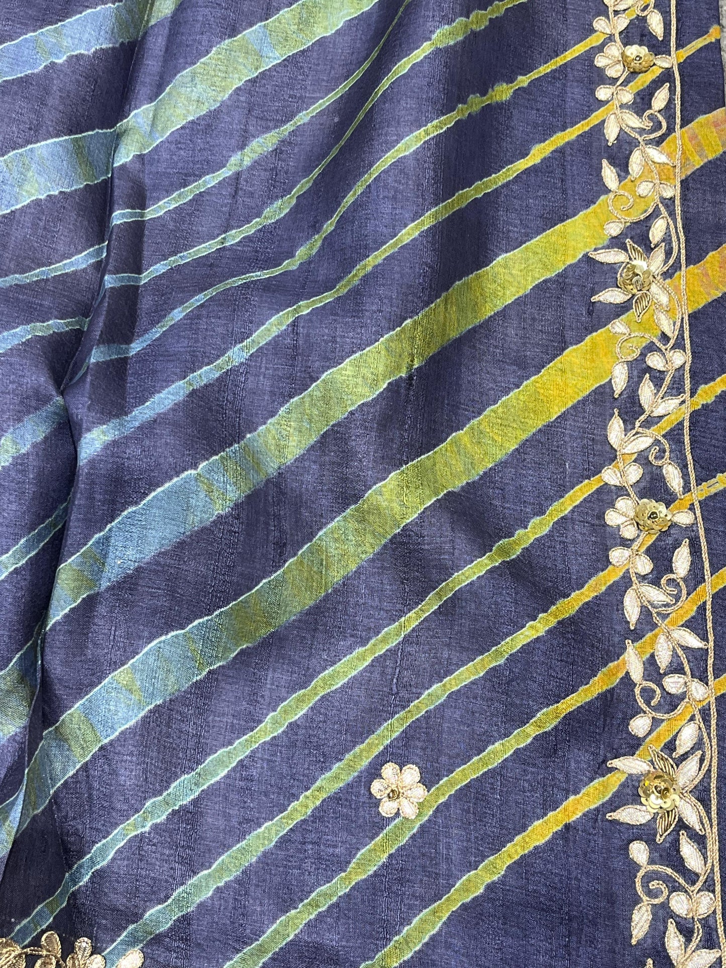 PURPLE TASSAR PURE HANDLOOM LEHERIYA SAREE