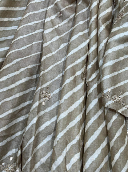 LIGHT BROWN TASSAR PURE HANDLOOM LEHERIYA SAREE