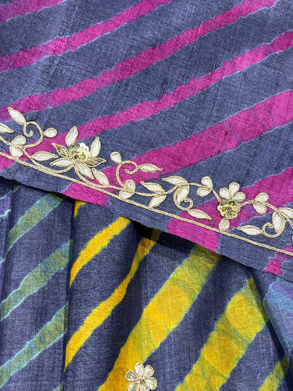 PURPLE TASSAR PURE HANDLOOM LEHERIYA SAREE